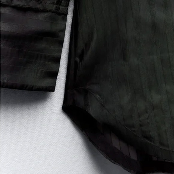 Zara OVERSIZED STRIPED ORGANZA SHIRT. Black. Size XS-S. New with Tags. - Picture 6 of 9